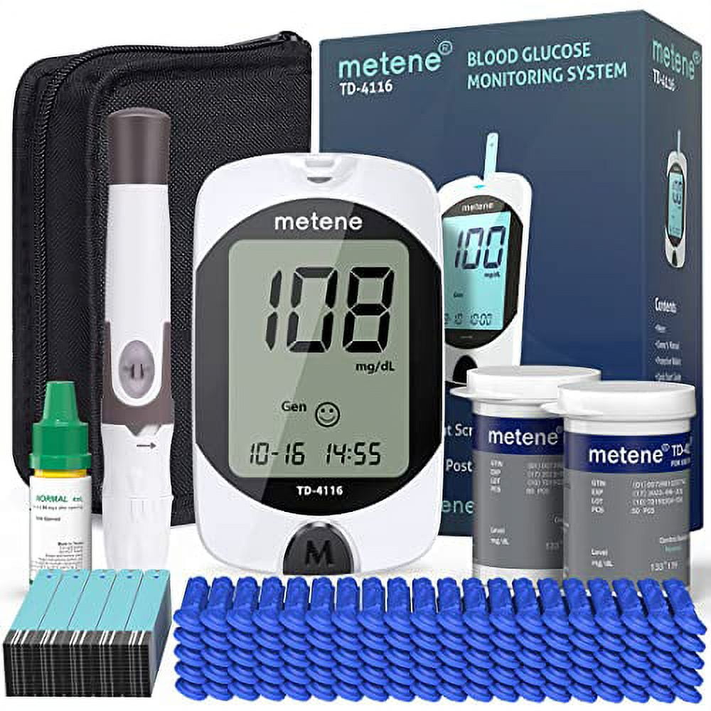 Metene TD4116 Blood Glucose Monitor Kit, 100 Strips, 100