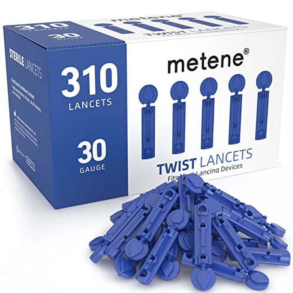 Metene Twist Top Lancets for Lancing Devices, 310 Count, 30 Gauge