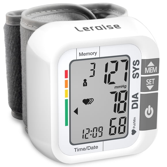Metene Wrist Blood Pressure Monitor for Home Use, Large LCD Display, 99 x 2 Sets Memory, 1 Carrying Case