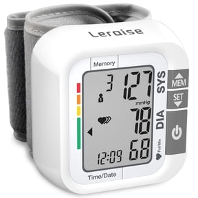 Wrist Blood Pressure Monitor for Home Use, Large LCD Display, 99 x 2 Sets Memory, 1 Carrying Case