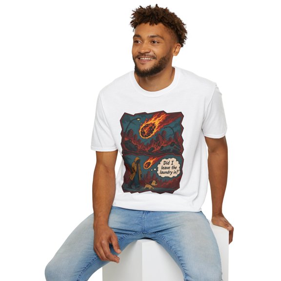Meteor Apocalypse Stoic Humor Comic Disaster Unisex Softstyle T-Shirt