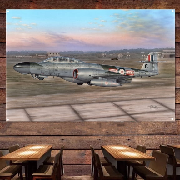Meteor NF Mk.11 Fighter Poster Wall Chart - 38" x 57" HD Military Art Banner - Air Force Army Fans Wall Hanging Flag Canvas Painting For Room & Office Wall Decor