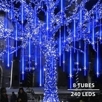 Meteor Rain Lights LED Falling Drop Lihgt 8 Tube 240 LED Snowfall Shower Light Waterproof Light for Chirstmas Holiday Party Decoration Light 20 Inch - Blue