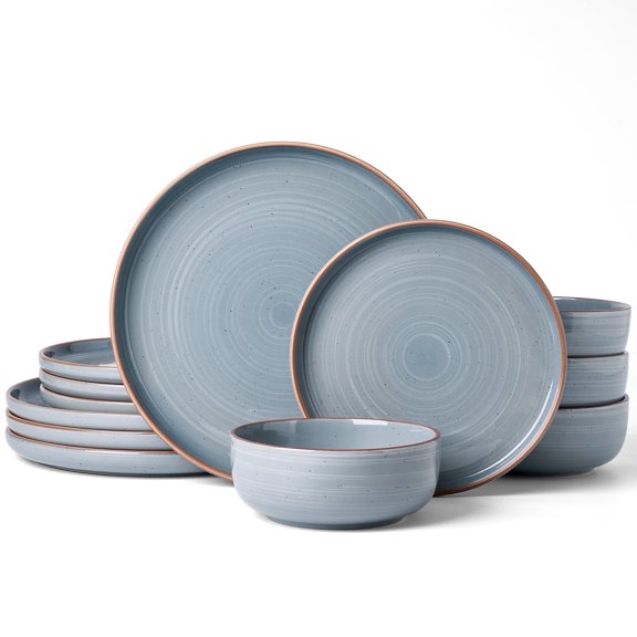 Famiware Meteor 12 Pieces Dinnerware Set, Bluish-Gray