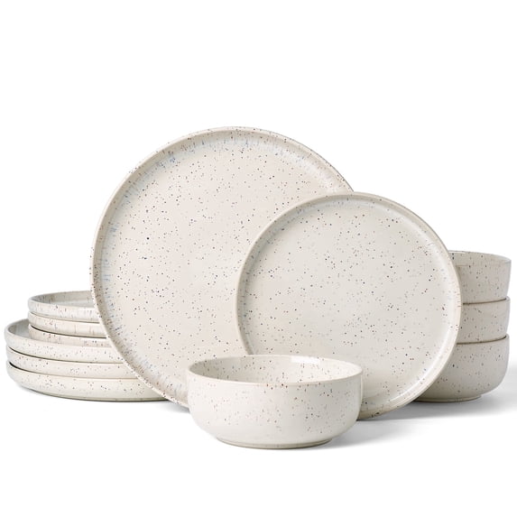 Famiware Meteor 12 Pieces Dinnerware Set, Creamy White
