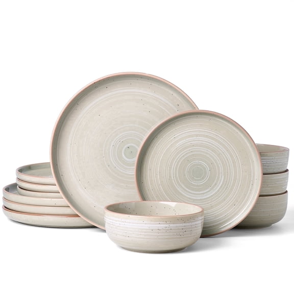 Famiware Meteor 12 Pieces Dinnerware Set, Matcha Green