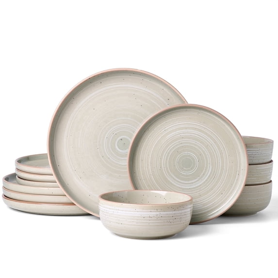 Famiware Meteor 12 Pieces Dinnerware Set, Matcha Green