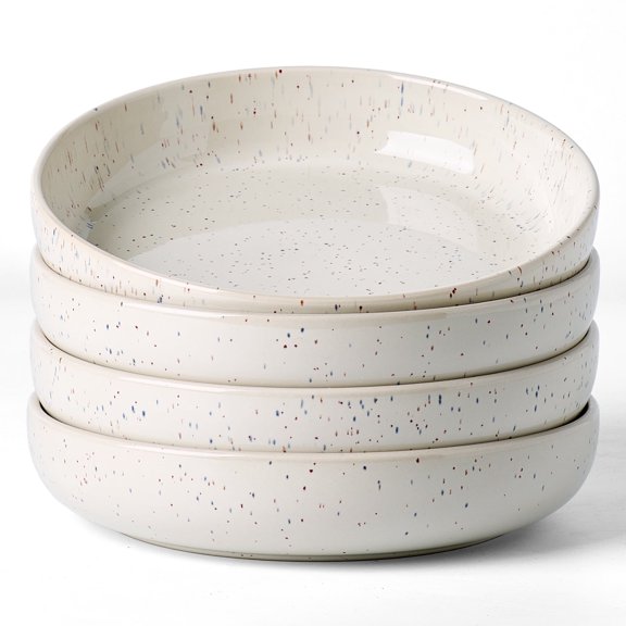 Meteor Series 4 Pieces 8.1" Pasta Bowls Set, Creamy White