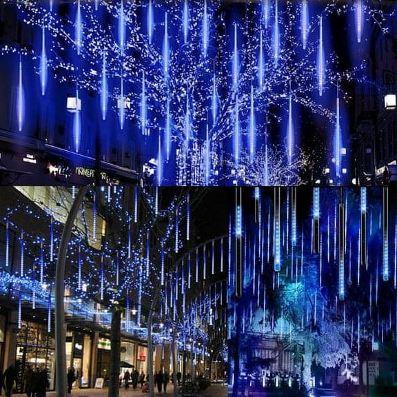 Meteor Shower Lights, 11.8in 8 Tubes 192 LEDs Meteor Lights, Icicle Snow Falling Christmas Lights, Rain Drop String Waterproof Cascading Lights Indoor Outdoor Xmas Tree Wedding Party Decor