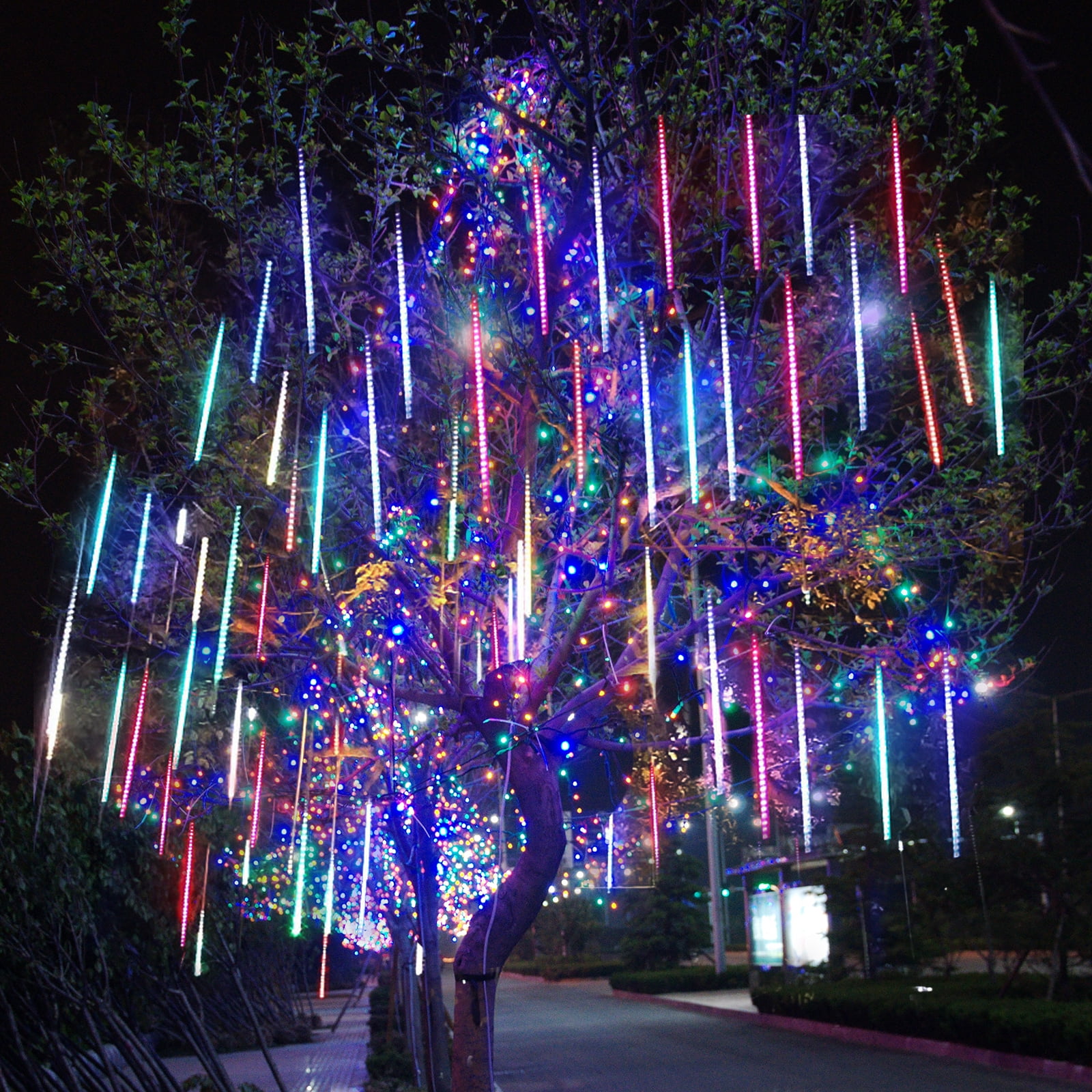 Meteor Shower Lights, Outdoor Falling Icicle Cascading Lights 20 inch ...