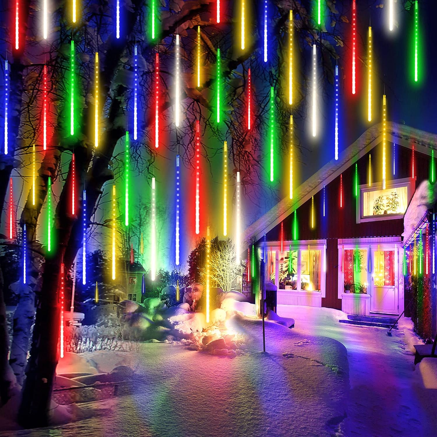 Meteor Shower Rain Lights, 50cm 8 Tubes LED Icicle Snow Falling