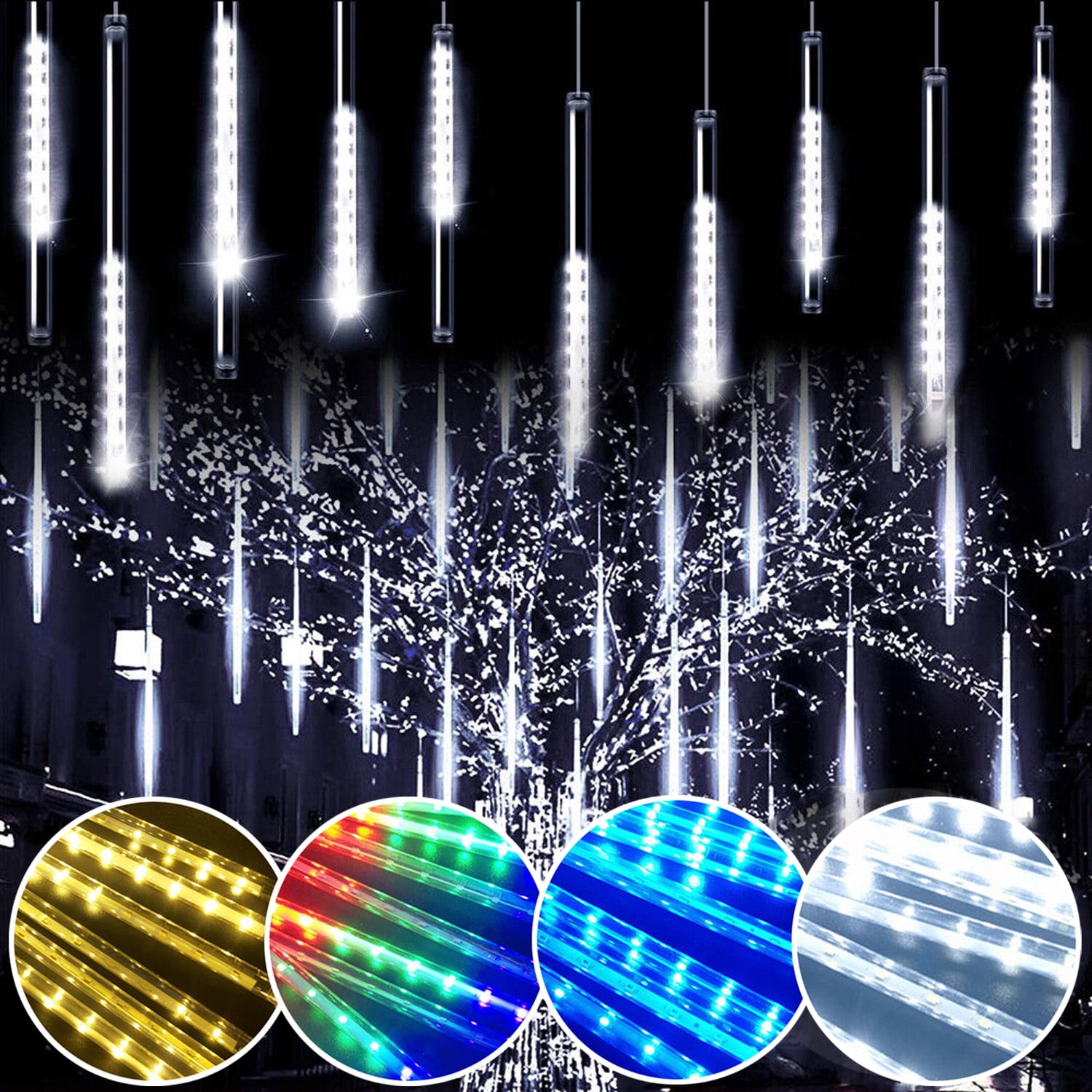 Meteor Shower Rain Lights, 8 Tubes 19.7 Inch 288 LEDs Falling Rain ...