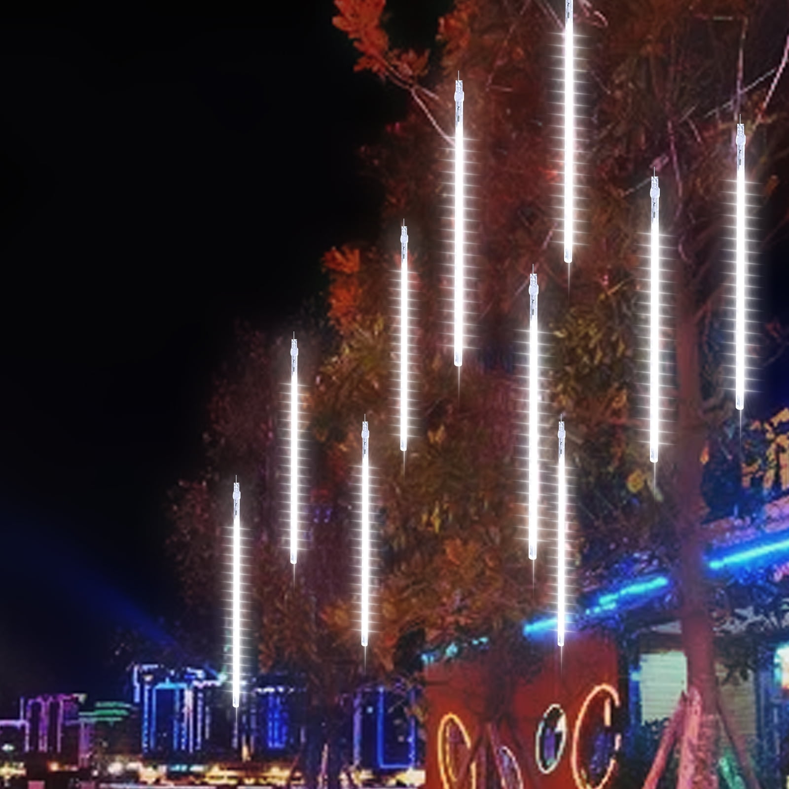 Meteor Shower Rain Lights, Outdoor 30cm 10 Tube 360 LED Falling Drop