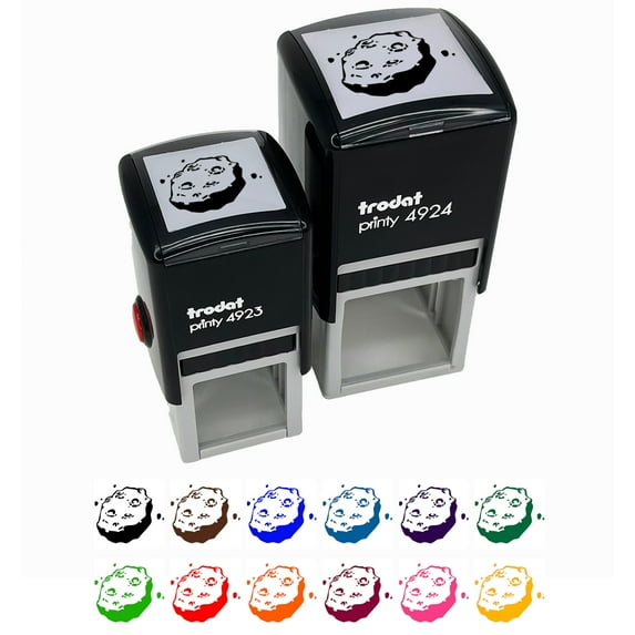 Meteorite Asteroid Space Rock Debris Self-Inking Rubber Stamp Ink Stamper - Red Ink - Small 1 Inch