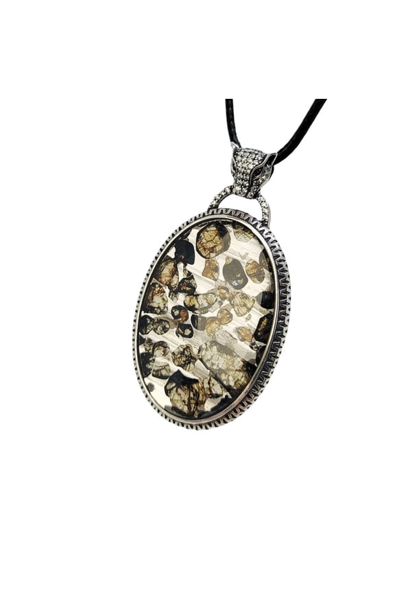 Meteorite Pendant Necklace ,Natural Brenham PALLASITE  Meteorite Material Collection - TB312