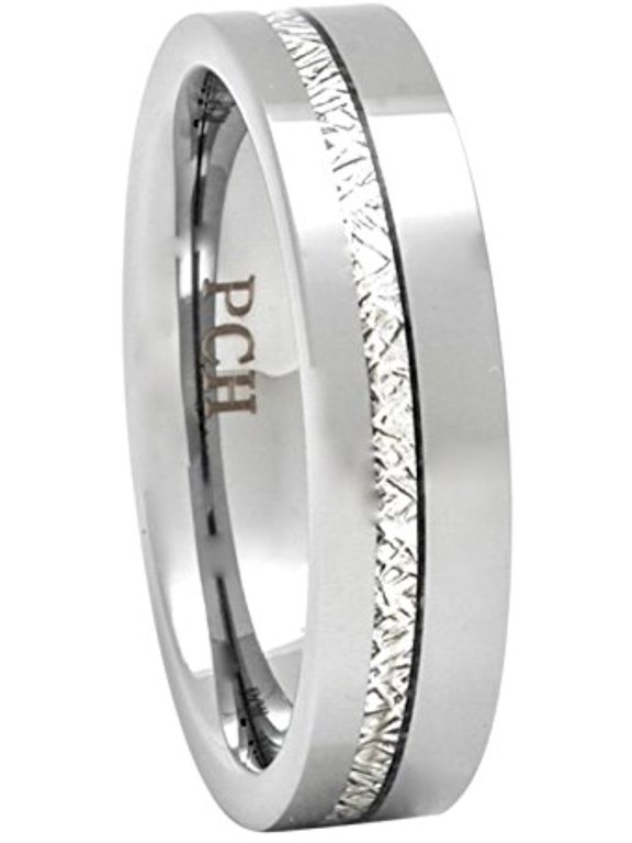 Meteorite Ring 6mm Tungsten Carbide Comfort Fit Mens Wedding Band Thin Strip High Polish (7.5)