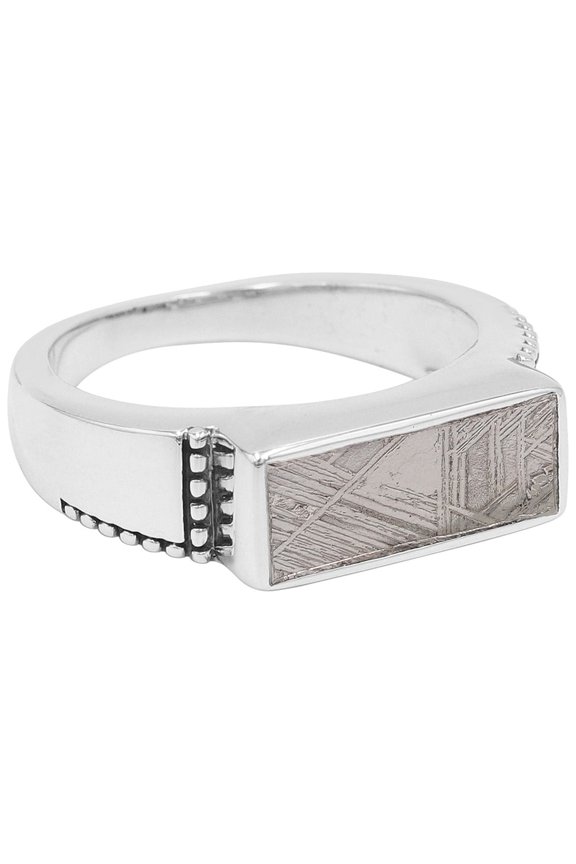 Meteorite Ring Sterling Silver Ring Statement Ring Handmade Ring for Men's