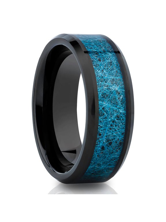Meteorite Tungsten Wedding Ring,Black Wedding Ring,8mm Wedding Ring,Tungsten Carbide Ring,Engagement Ring,Beveled