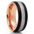 thumbnail image 1 of Meteorite Wedding Ring,Rose Gold Tungsten Ring,Engagement Ring,8mm Wedding Ring,Black Wedding Rin, 1 of 4