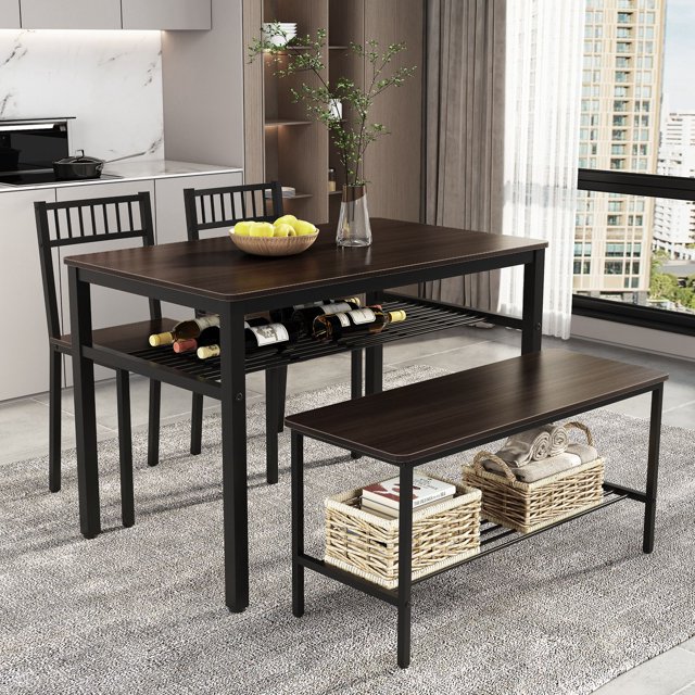 Meteorleg 4 Piece Kitchen Table with 2 Chairs and Bench for Dining Room
