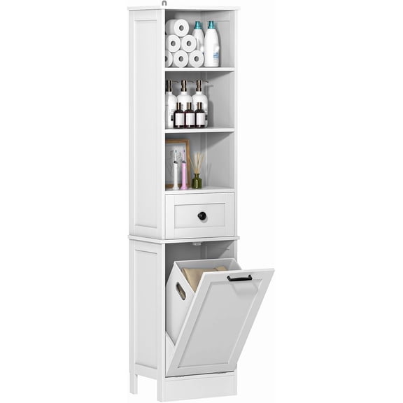 Meteorleg 66.9 Inch Tall Tilt Out Laundry Hamper Cabinet with Drawer for Bathroom, Storage Organizer with Removable Laundry Basket for Laundry Room,White