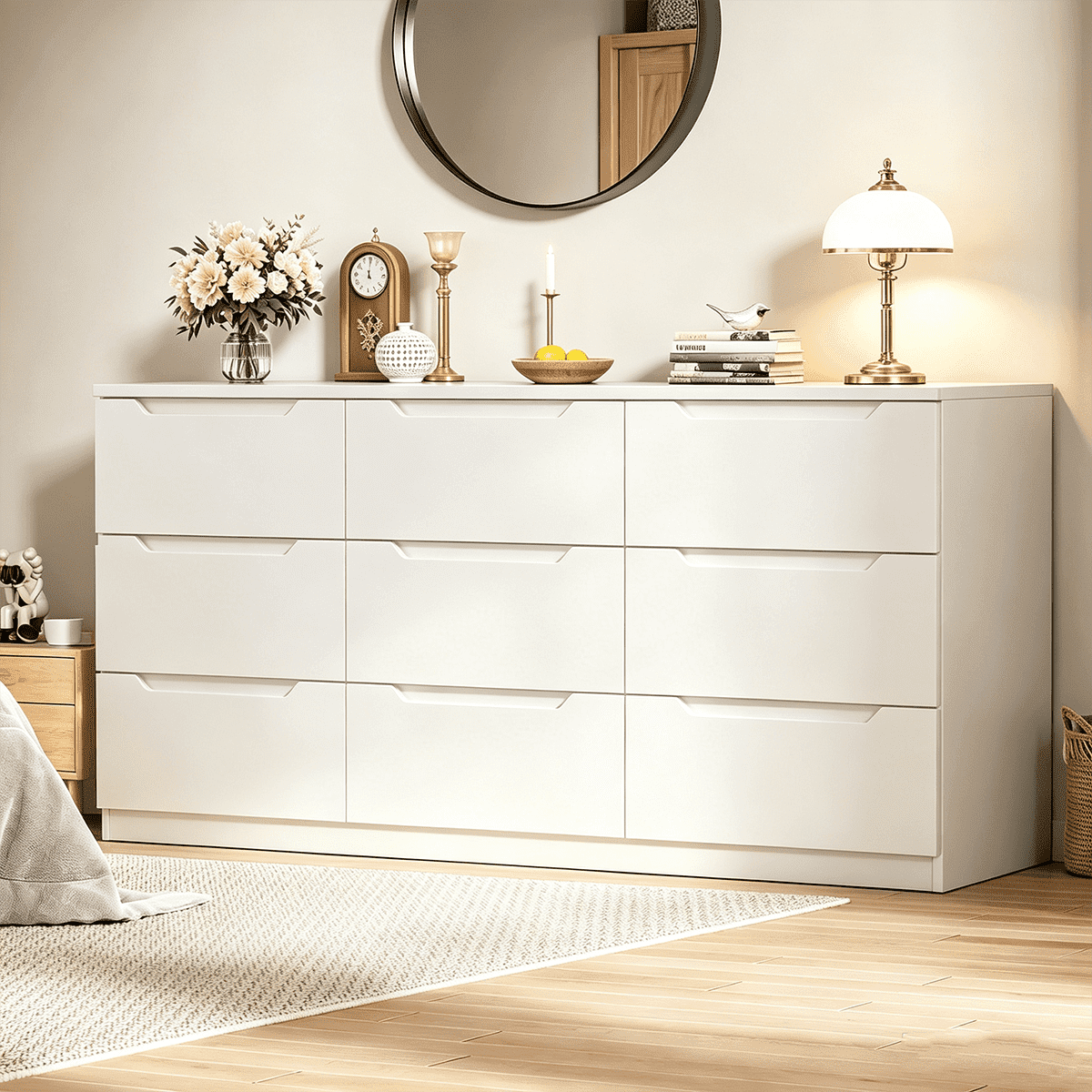 white and gold 9 drawer dresser Meteorleg Dresser,62” Wide Chest of 9 Drawer Dresser, Modern Storage Cabinets with Large Wood Drawers for Bedroom, Living Room, Entryway, indowestern sherwani
