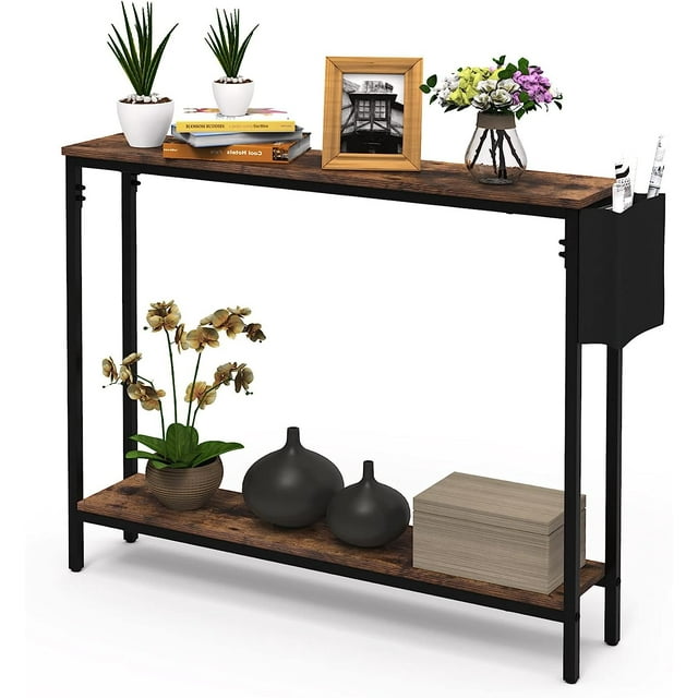 Meteorleg Console Table,39.4" Industrial Entryway Table with Shelf
