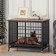 thumbnail image 1 of Meteorleg Large Dog Crate Furniture,42" Heavy Duty Wooden Dog Crate Kennel with 3 Door,Brown, 1 of 10