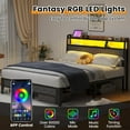 thumbnail image 1 of Meteorleg Queen Size Bed Frame with Storage Headboard & Charging Station,Platform Metal Bed Frame with RGB Lights,Grey, 1 of 10