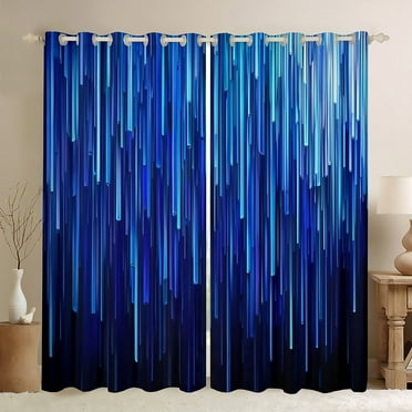Meteors 30%-50% Blackout Curtains Fantastic Blue Glittering Star Decor Curtains Ombre Blue Bedroom Curtains 3D Abstract Geometric Window Curtains Blue Night Meteor Curtains,2 Panels 38"Wx45"L