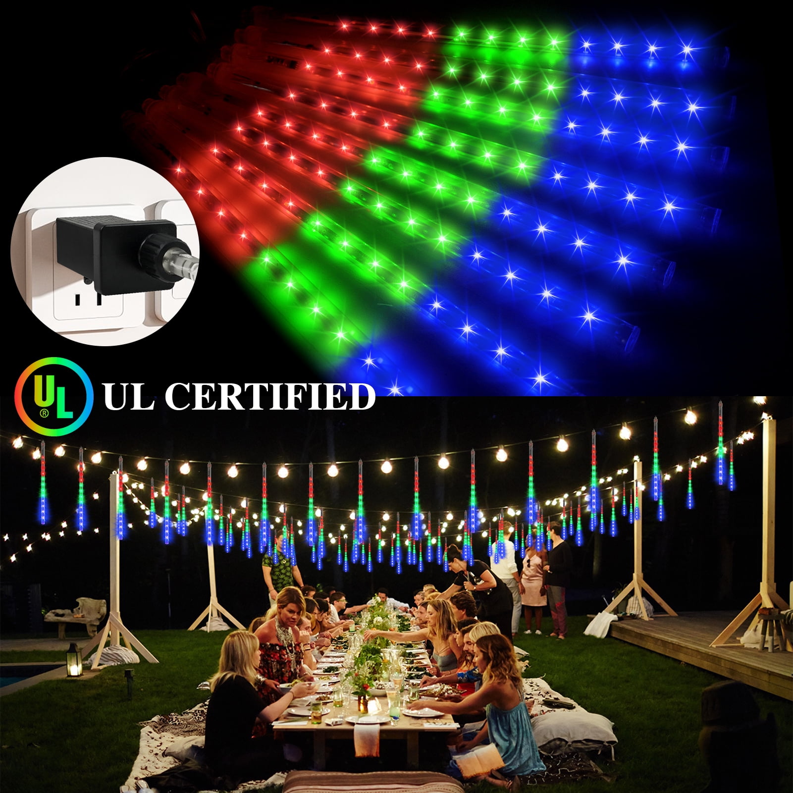 Meteors Shower Lights,192 LED Falling Rain Lights 8Tubes 11.8 Inch