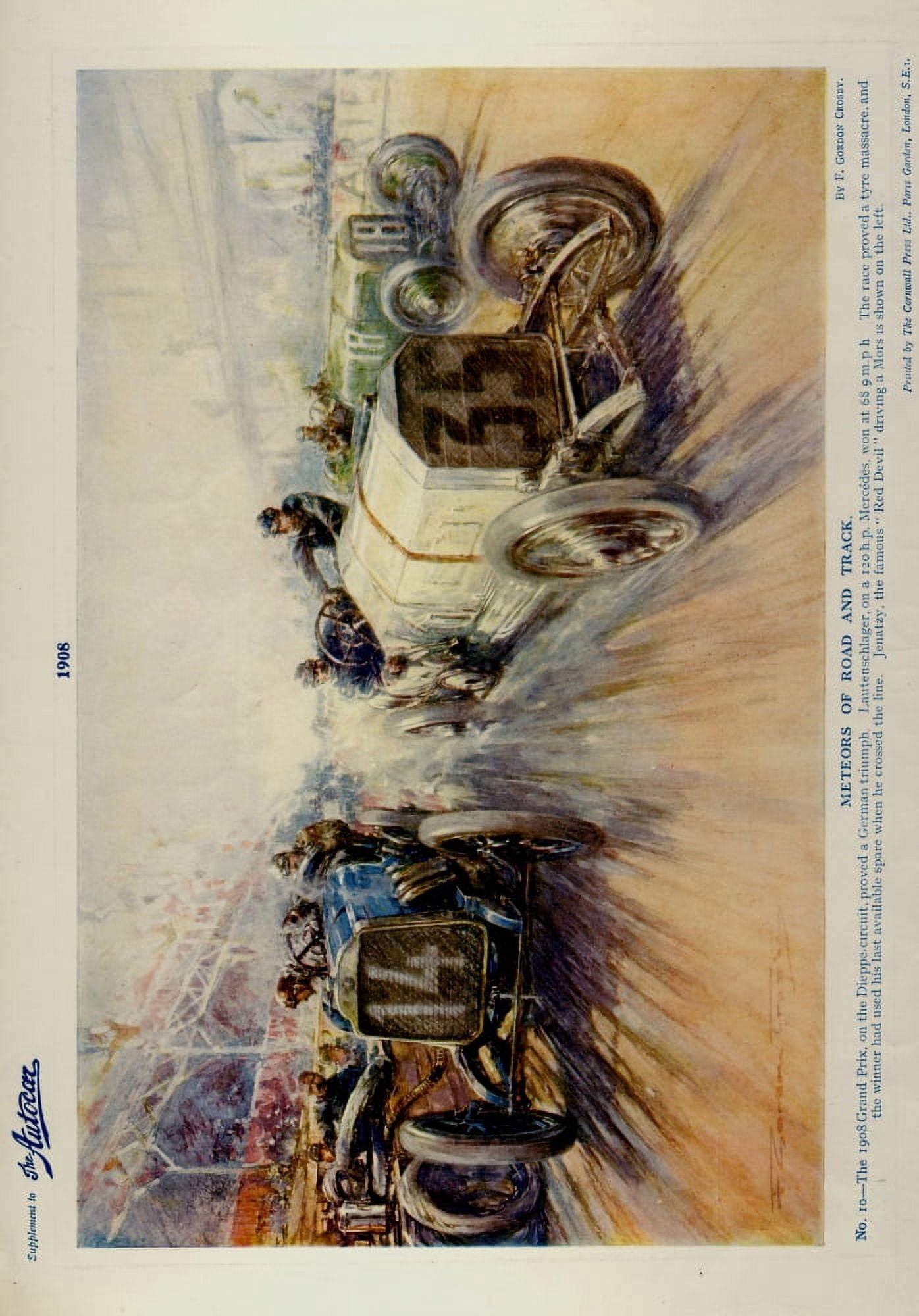 Meteors of Road & Track 1908 Grand Prix Canvas Art - Frederick Gordon Crosby (18 x 24)