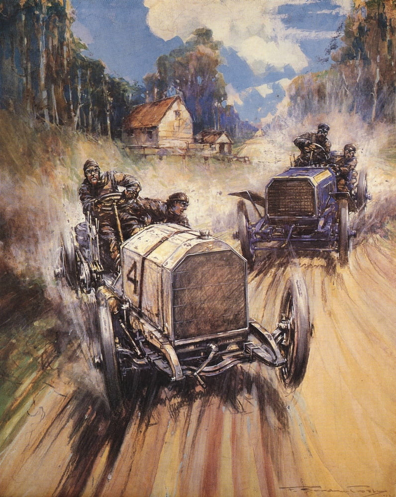 Meteors of Road & Track Gordon Bennett Mercedes 1903 Canvas Art - Frederick Gordon Crosby (18 x 24)