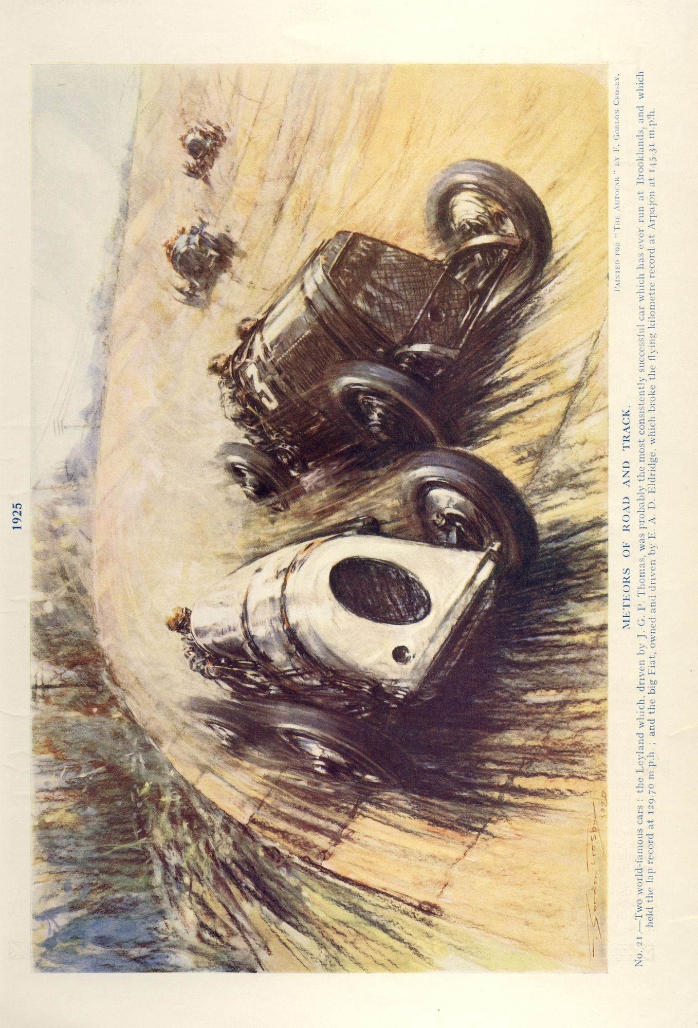 Meteors of Road & Track Leyland & Fiat 1915 (From Autocar 1929) Canvas Art - Frederick Gordon Crosby (24 x 36)
