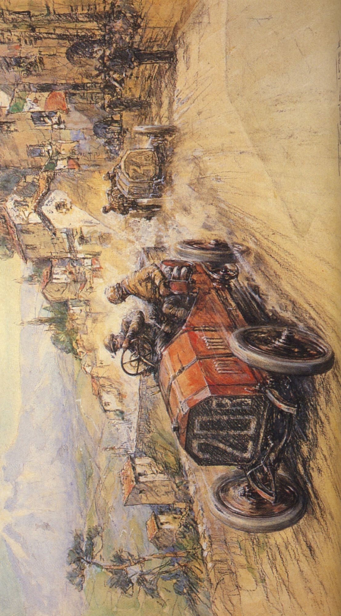 Meteors of Road & Track Nazzaros winner in Targa Florio 1907 (From Autocar) Canvas Art - Frederick Gordon Crosby (24 x 36)