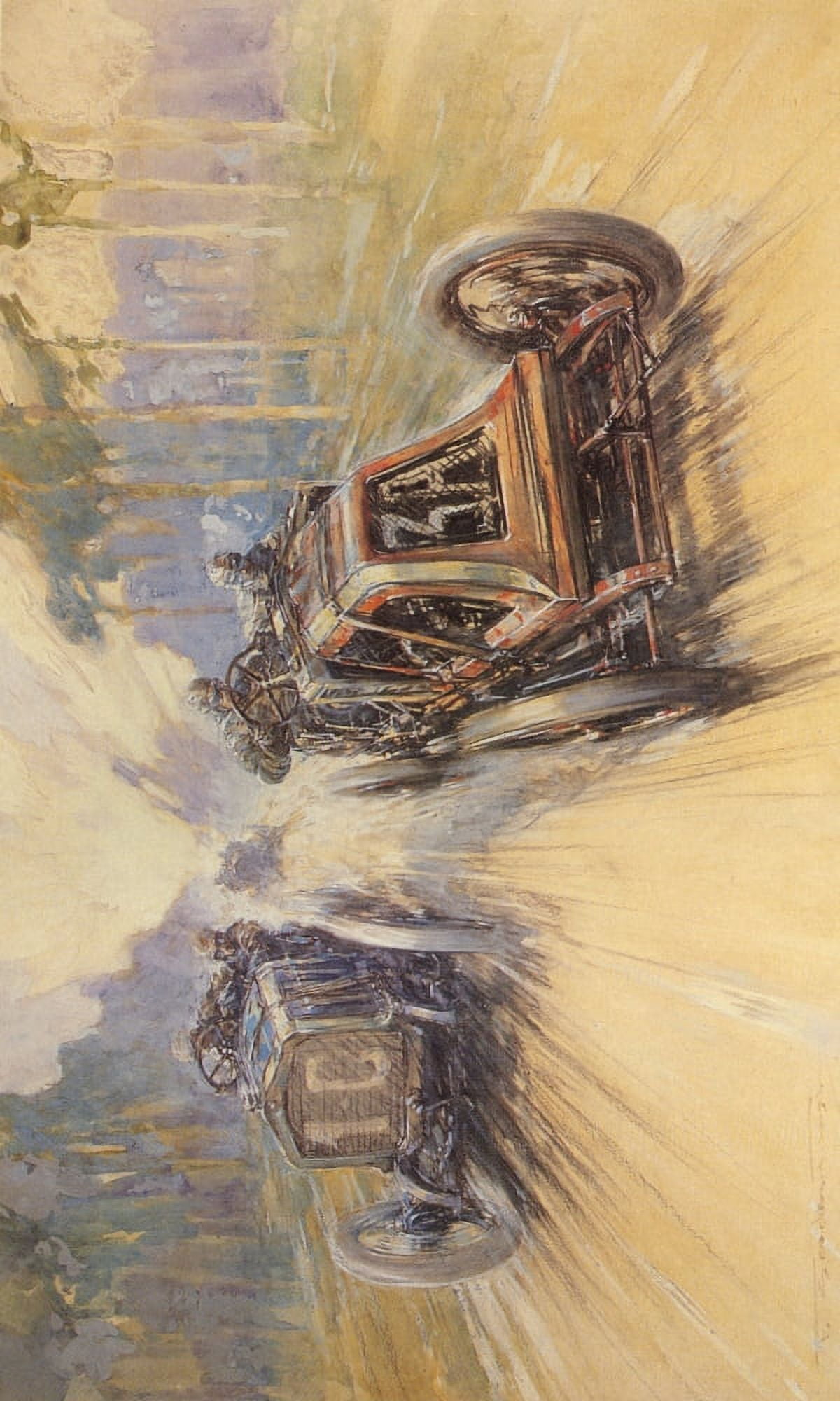 Meteors of Road & Track Renault in French Grand Prix 1906 (From Autocar) Canvas Art - Frederick Gordon Crosby (18 x 24)