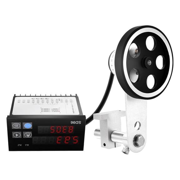 Meter Counter 110V Digital Length Meter Counter with Control Function 0-999999 Mechanical Length Counter with Rolling Wheel Sensor & Encoder Single Measure Wheel Unit in Feet Meter Inches Yards