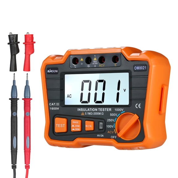 Meter KKmoon Insulation Resistance Tester DCV ACV Meter 1000V Ground Megohmmeter MegOhm Voltmeter W/LCD Backlight Display