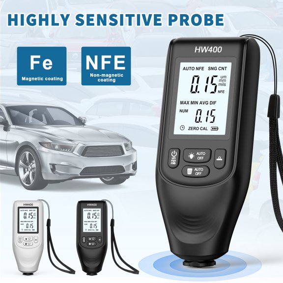 Meter Paint Thickness Gauge Smart Car Paint Testing Meter 0-2000um Measuring Range High-precision 1um FE/NFE Coating Measurement For Manufacturing Industry, Laboratories, Workshops