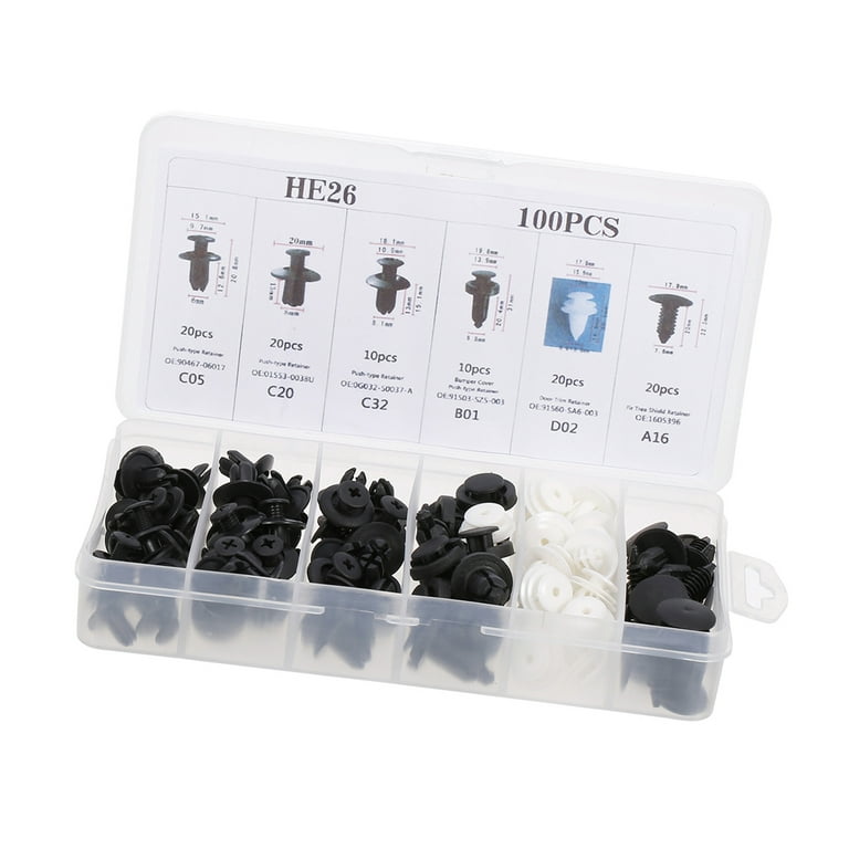 Meterk 100Pcs Car Body Push Retainer Pin Rivet Fasteners Trim Moulding Clip  Automotive Furniture Assembly Expansion Screws Kit with Removal Tool  Screwdriver for Vehicles 
