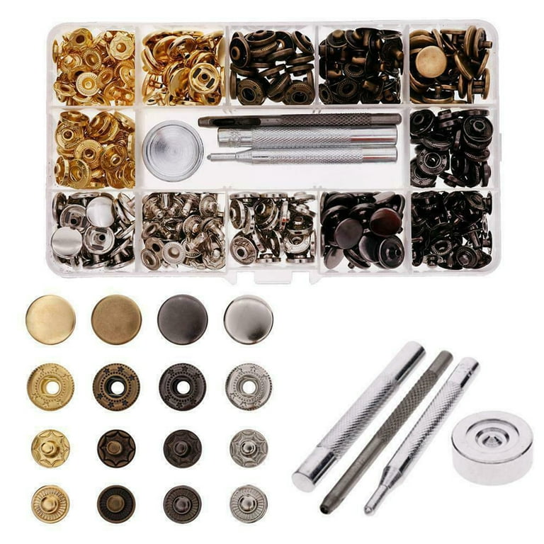 Snap Fastener Kit With 20 Snaps and Setting Tool for Thinner