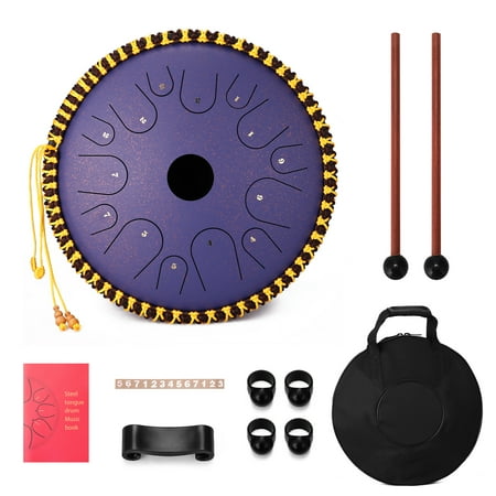 Meterk 14 Inch 14-Tone Carbon Steel Tongue Drum Hand Pan Drums With Drumsticks Percussion Musical Instruments