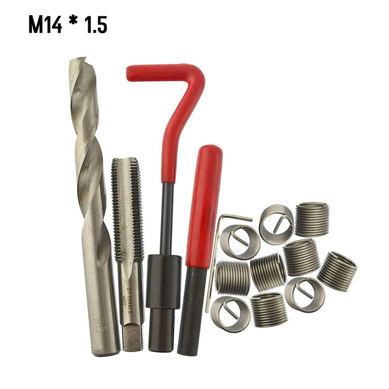 Meterk 15Pcs Metric Thread Insert Kit M5 M6 M8 M12 M14 Helicoil Car Pro  Coil Tool M14 * 1.5 