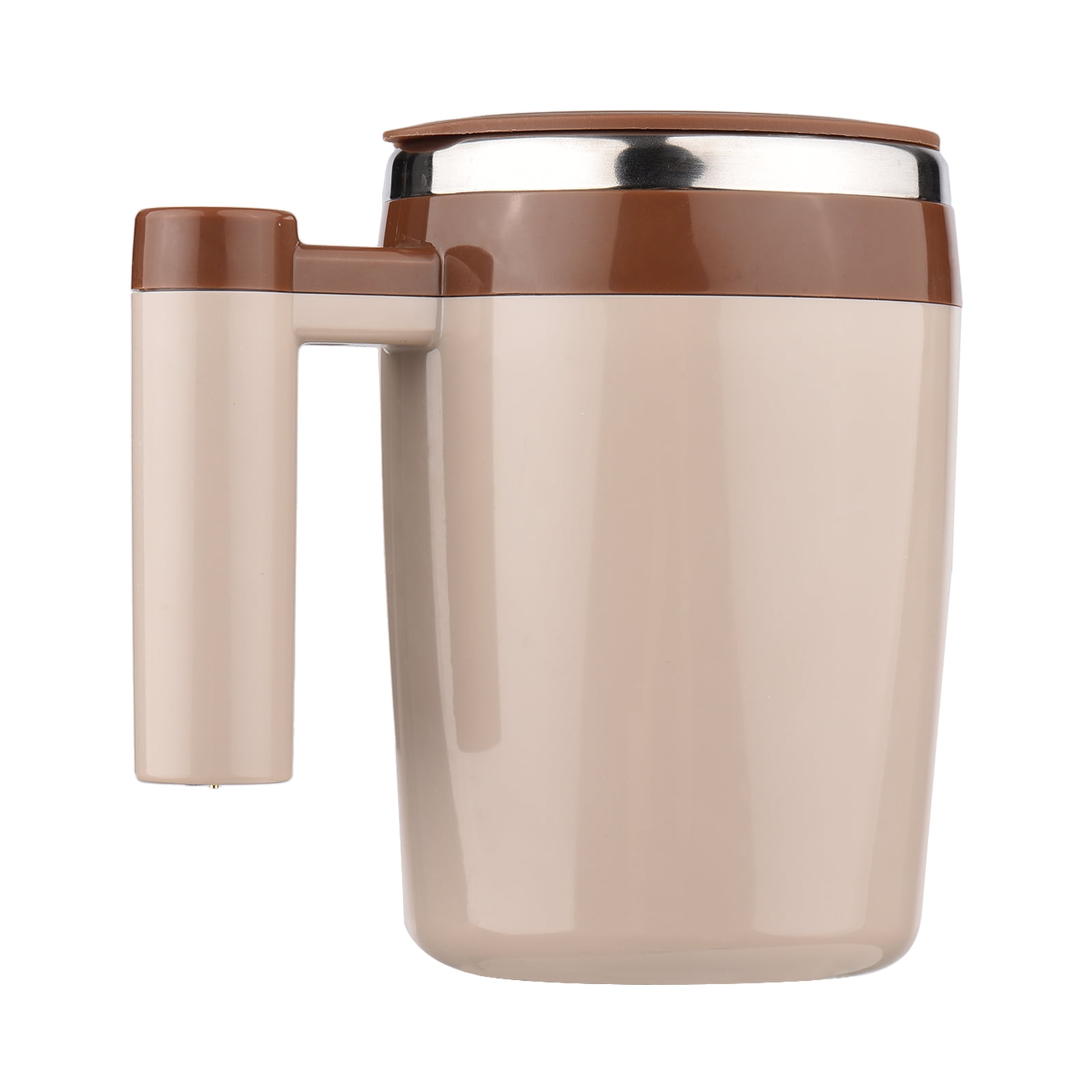 Electric Stainless Steel Magnetic Self Stirring Coffee Mug - Battery Powered Brown