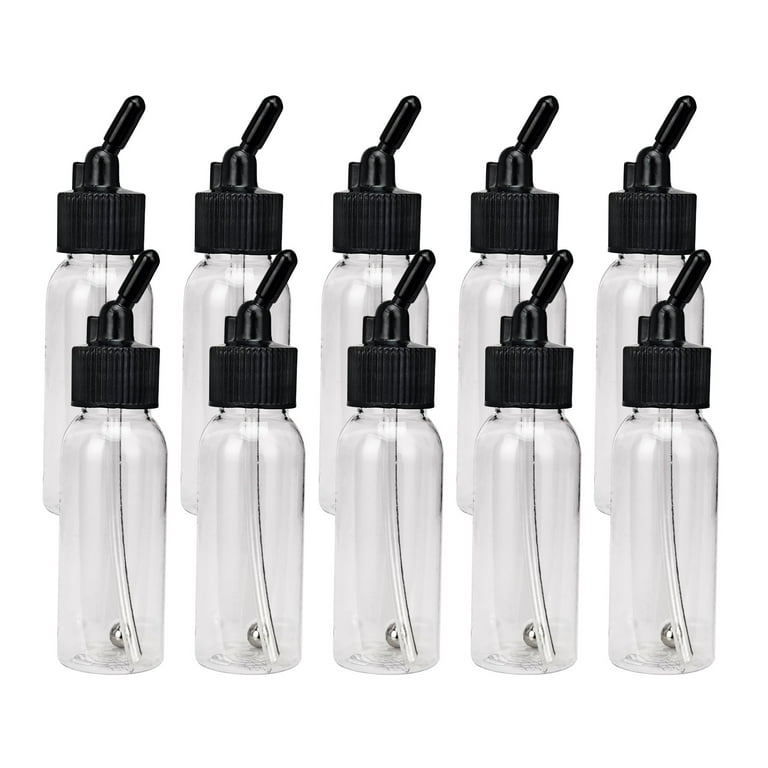Meterk Box of 10-each 1.2-Ounce(35cc) Airbrush Paint Bottles Jars Pots with  Lid Adapter Dual-Action Siphon Feed Air Brush Airbrushing Accessories 
