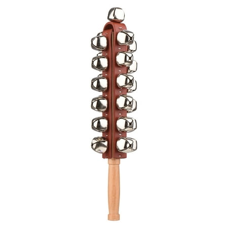 Meterk Hand Jingle Bells Hand Sleigh Bells Wooden Shaker Jingle Bells Stick Musical Percussion Instrument Bells for Holiday Home Christmas Decoration