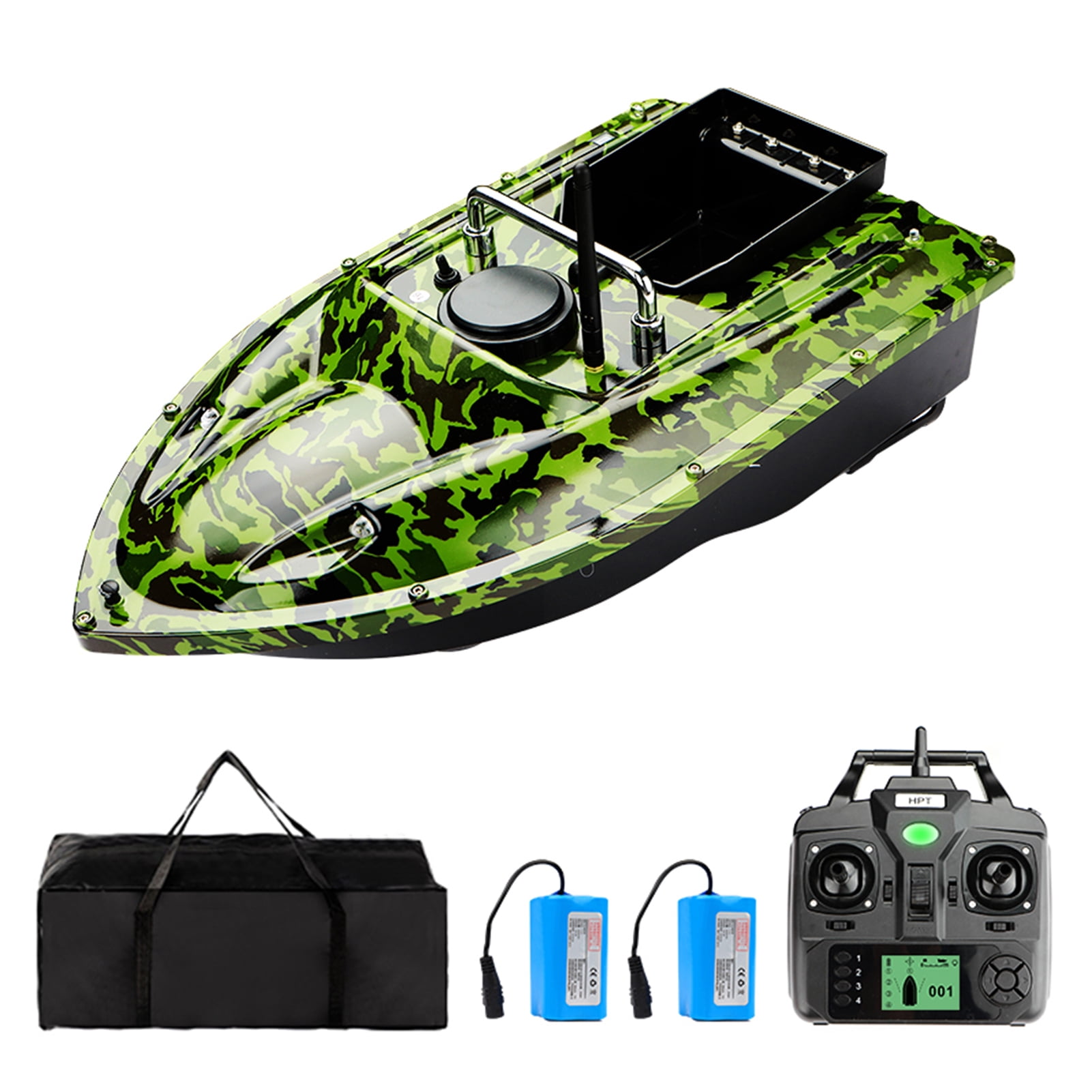 Meterk Remote Control Bait Boat for Fishing Boat 500 Meters Double Motor with Night 2pcs 5200mah Battery Storage Bag Package