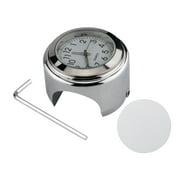 Meterk Universal Motorcycle Handlebar Clock Waterproof Replacement for Motorcycles Bicycles 22mm-25.4mm7/8 ''- 1'' Handlebars Silver Shell White Dial Clock