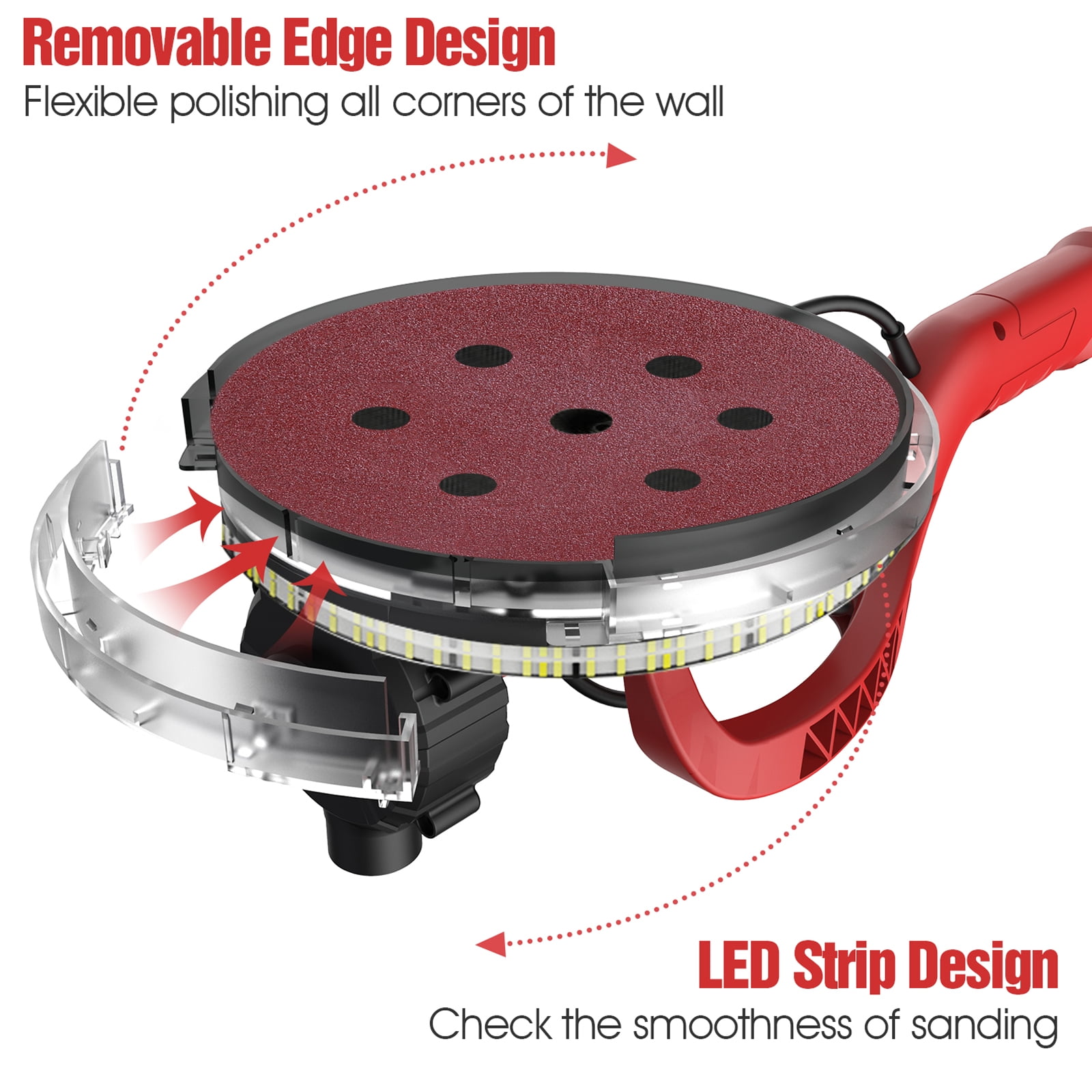 Meterk wall sander,Drywall Sander Discs 6 Variable Wall Sander 710w With Led Handle Motor And