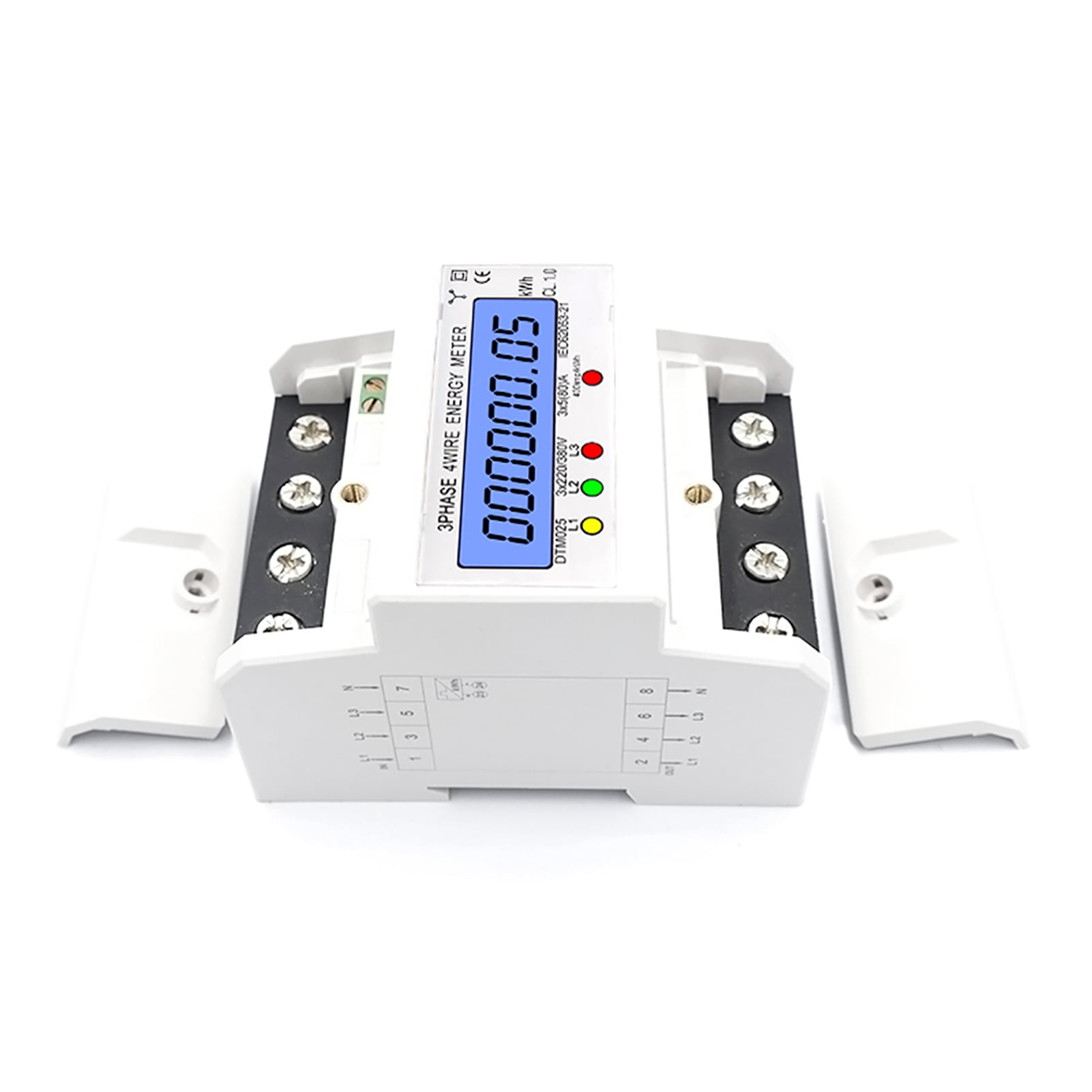 Meters 3 Phase 4 Wire Energy Meter 220/380V 5-80A Energy Consumption KWh Meter DIN Rail Installation Digital Electric Power Meter With LCD Backlight Display